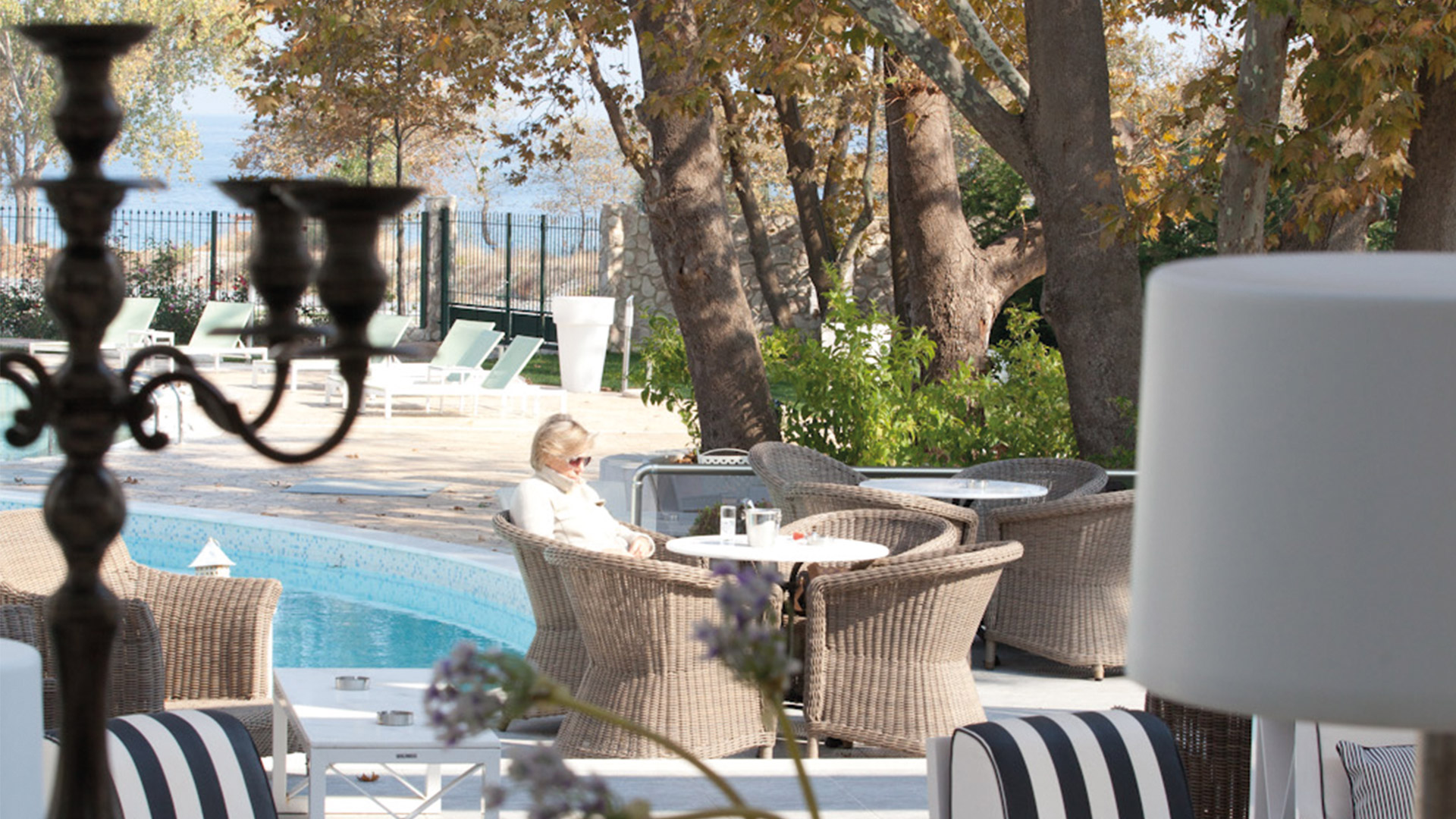 Pool terrace in autumn