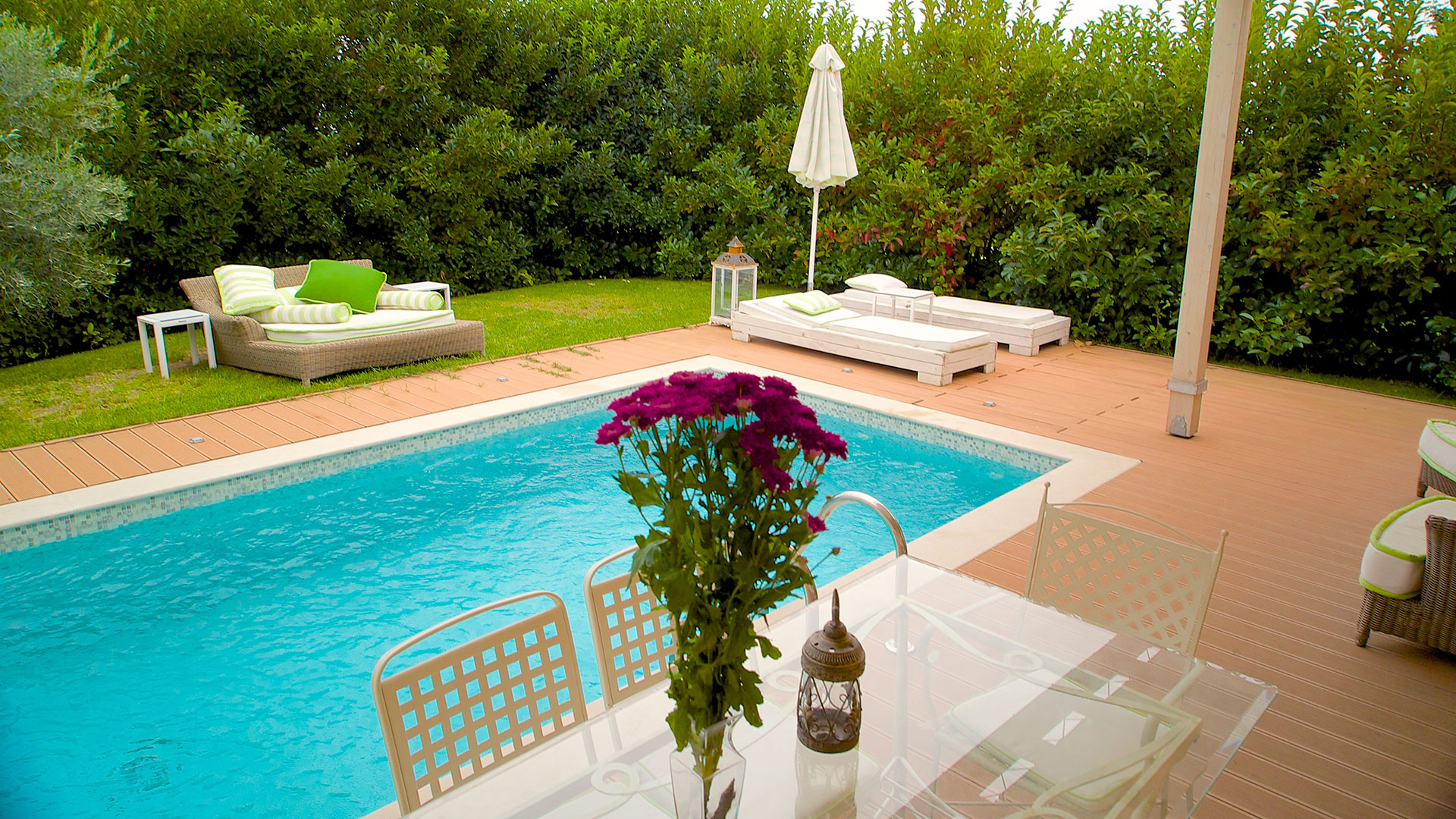 Villa pool with garden view